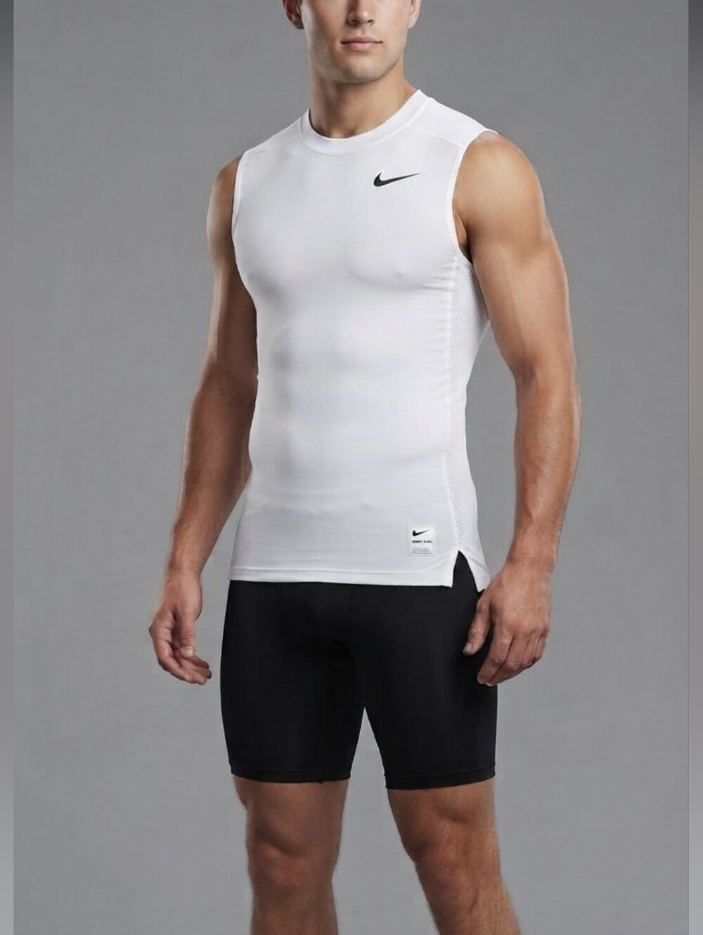 Nike Pro Dri-FIT Sleeveless Compression Tank In White Size XL